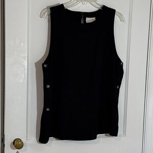 Universal Thread Black Linen Blend Tunic, Sleeveless with Side Buttons, size M
